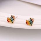 Alloy Rainbow Heart Earring 1 Pair - 925silver Earring - One Size