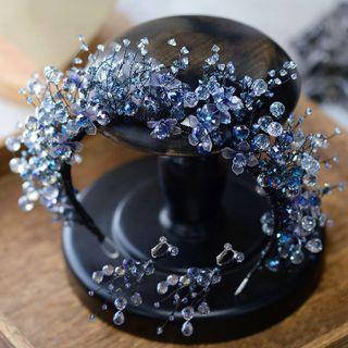Wedding Faux Crystal Headband Sapphire Blue - One Size