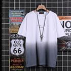 Lettering Gradient Elbow-sleeve T-shirt