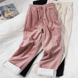 Wide-leg Straight-cut Corduroy Pants