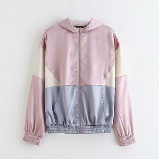 Hooded Color Block Zip-up Jacket / Jogger Pants