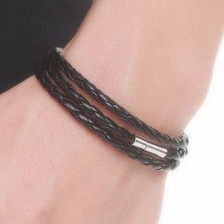 Braided Layered Bracelet 46# - Black - 59cm
