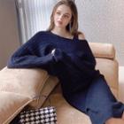 Set: Puff-sleeve Sweater + Sleeveless Dress