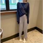 Boatneck Plain T-shirt / Wide-leg Pants