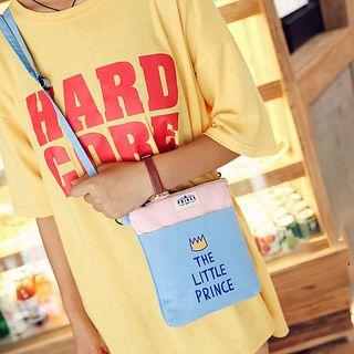 Lettering Color Panel Crossbody Bag