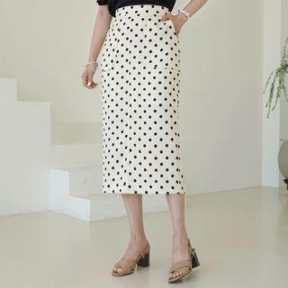 Band-waist Dotted H-line Skirt