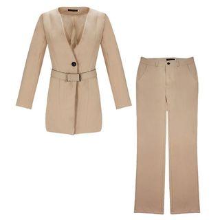 Set: Sashed Blazer + Dress Pants