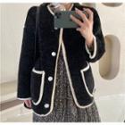 Color-block Loose-fit Jacket / Floral Long-sleeve Dress