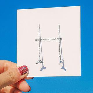 Fishtail Threader Earring 1 Pair - Silver - One Size