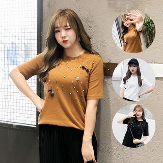 Embellished Bow Short-sleeve T-shirt