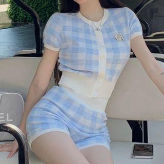 Checkered Knit Shorts