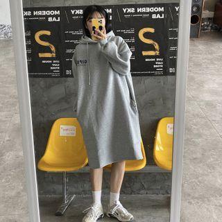 Fleece-lined Drawstring Hooded Dress