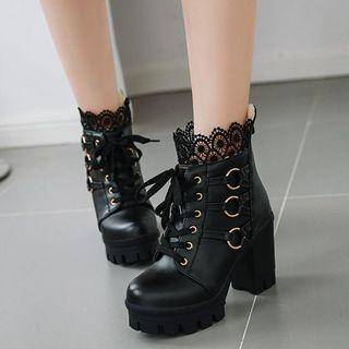 Lace Platform Ankle Boots