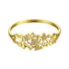 Fashion Plated Gold Four-leafed Clover Bangle With Cubic Zircon Golden - One Size