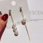 Non-matching Faux Pearl Dangle Earring 1 Pair - Silver Stud - Gold - One Size
