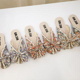 Floral Beaded Mules