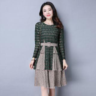 Lace Tiered Chiffon Dress