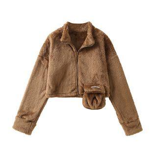 Fluffy Zip-up Cropped Jacket
