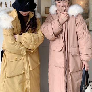 Faux Fur-trim Zip Padded Coat