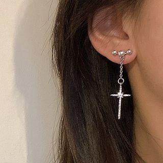 Cross Faux Pearl Alloy Dangle Earring