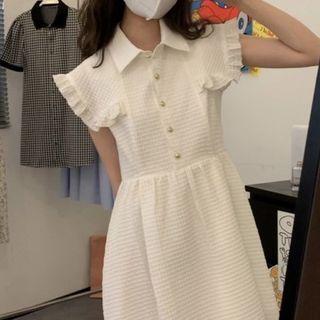 Cap-sleeve Collar Mini A-line Dress
