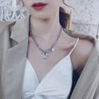 Alloy Pendant Choker O Shape Chain Love Heart Necklace - One Size