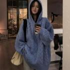 Hooded Cable Knit Sweater Blue - One Size