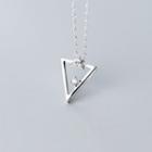 925 Sterling Silver Triangle Rhinestone Pendant Necklace S925 Silver - As Shown In Figure - One Size