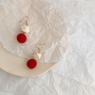 Bobble Geometric Wood Dangle Earring