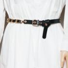 Faux Leather Knot Belt Black & Gold - One Size
