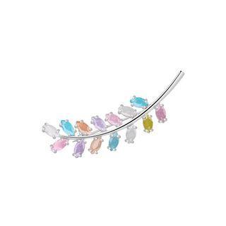 Simple And Fashion Leaf Brooch With Colorful Cubic Zirconia Silver - One Size