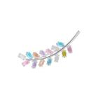 Simple And Fashion Leaf Brooch With Colorful Cubic Zirconia Silver - One Size