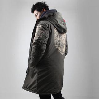 Carp Print Hooded Padded Parka