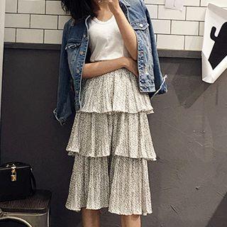 Dotted Tiered Skirt