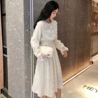 Long-sleeve Fringed Midi Shirtdress