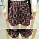 Patterned Inset Shorts Paperbag-waist A-line Skirt