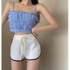 Sleeveless Shirred Cropped Top
