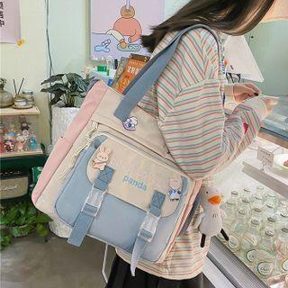 Embroidered Buckled Tote Bag
