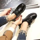 Fleece-lined Faux Leather Lace-up Shoes
