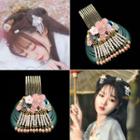 Faux Pearl Fringed Flower Hair Comb Clip 1 Pc - H19 - One Size