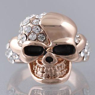 18k Gold Plated Rhinestone Skeleton Ring