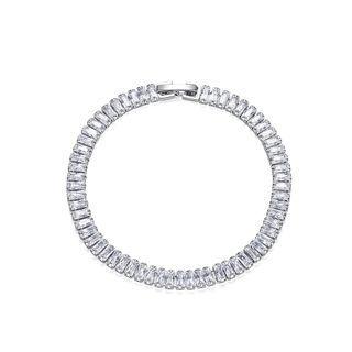 Simple Temperament Short Geometric Rectangular Cubic Zirconia Bracelet 18cm Silver - One Size