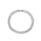 Simple Temperament Short Geometric Rectangular Cubic Zirconia Bracelet 18cm Silver - One Size