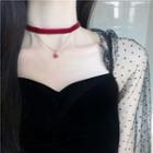 Heart Choker 1 Pair - Red & Gold - One Size