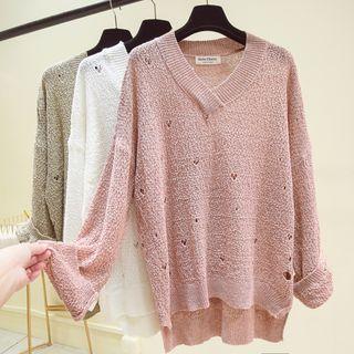 Long-sleeve Cut Out Knit Top