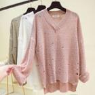 Long-sleeve Cut Out Knit Top
