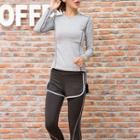 Set: Long-sleeve Sports T-shirt + Leggings-insert Sweatshorts