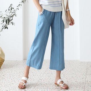Seamline Cropped Wide-leg Pants