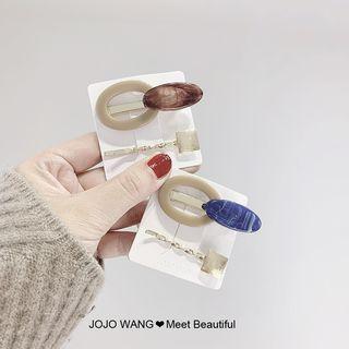 Set: Resin Oval Hair Clip + Square Hair Pin