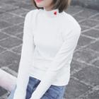 Long-sleeve Heart Embroidered T-shirt